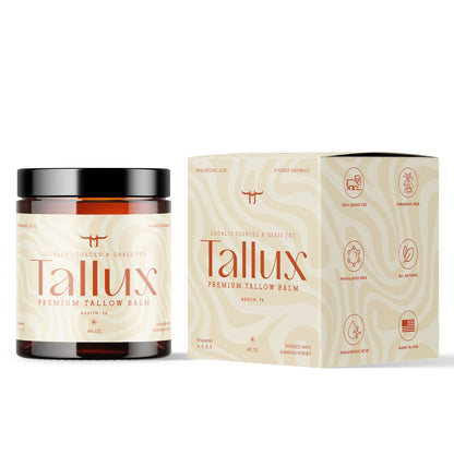 Tallux Premium Whipped Tallow Balm with Manuka Honey, Vitamin C, Hyaluronic Acid & Niacinamide – Deeply Moisturizing for Body, Face & Lips