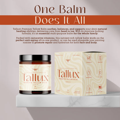 Tallux Premium Whipped Tallow Balm with Manuka Honey, Vitamin C, Hyaluronic Acid & Niacinamide – Deeply Moisturizing for Body, Face & Lips